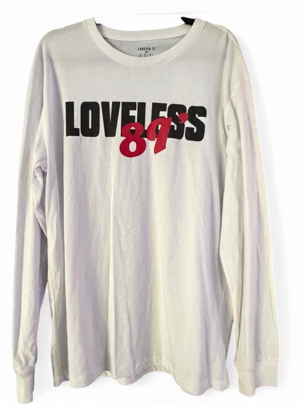 Forever 21 Men Loveless 89 White Long Sleeve Graphic Shirt – Size Large